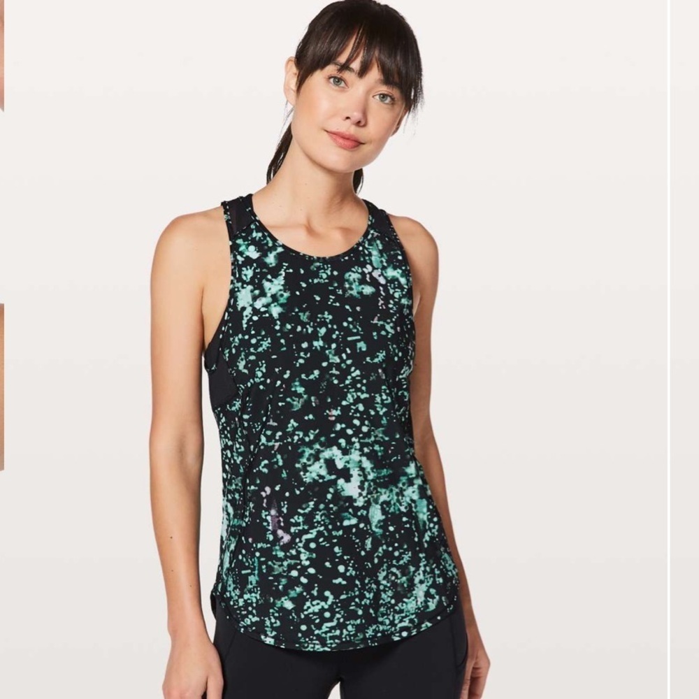 lululemon athletica Black and Teal Speckled Tank Top